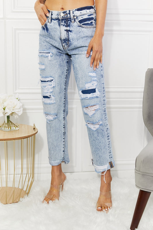 Kancan Kendra High Rise Distressed Straight Jeans