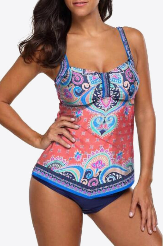 Conjunto de tankini estampado con correa ajustable