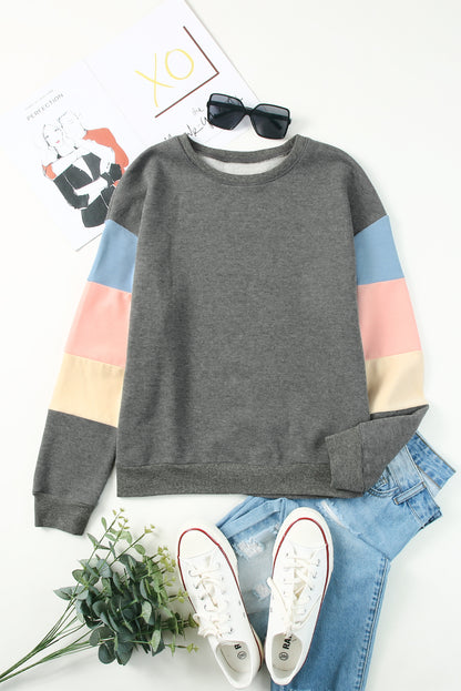 Sudadera con ribete acanalado color block