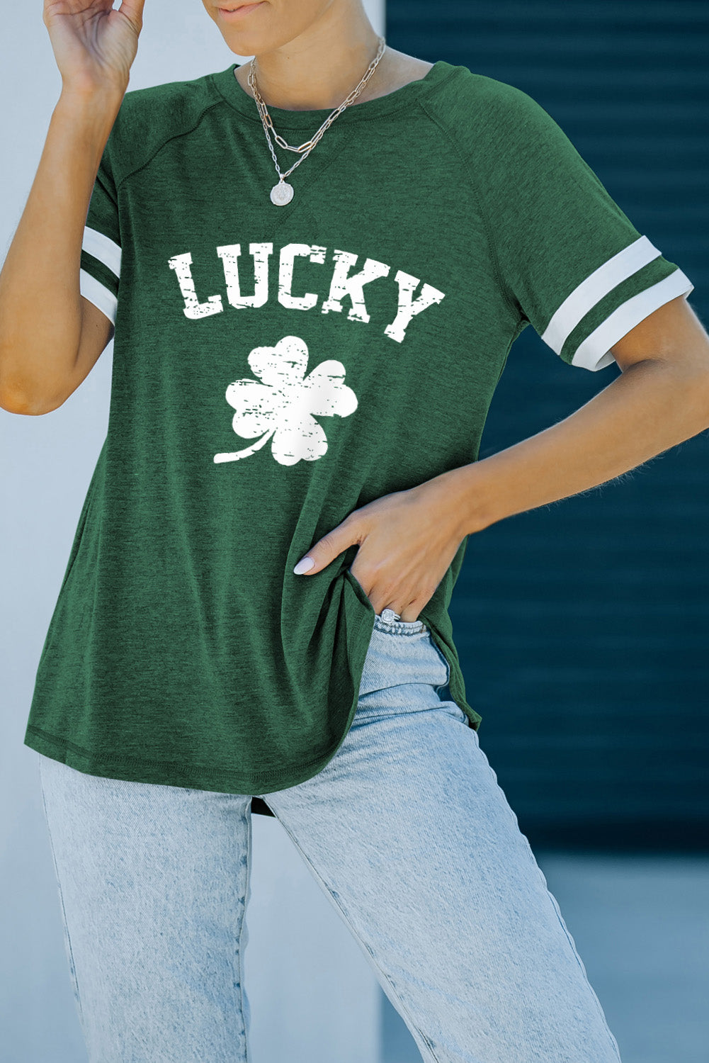 Camiseta con estampado de trébol LUCKY