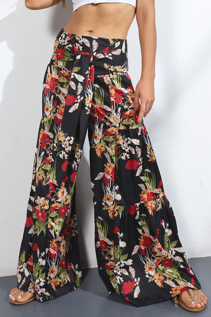 Culottes atados de tiro alto estampados