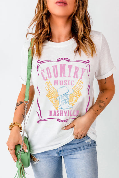 Camiseta con gráfico de MÚSICA COUNTRY NASHVILLE