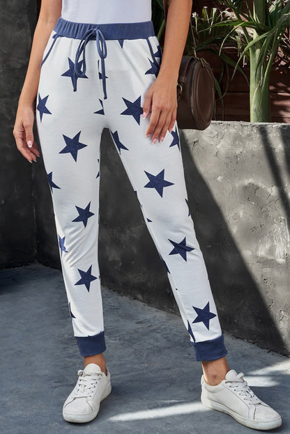 Joggers con detalle de cordón y estampado de estrellas