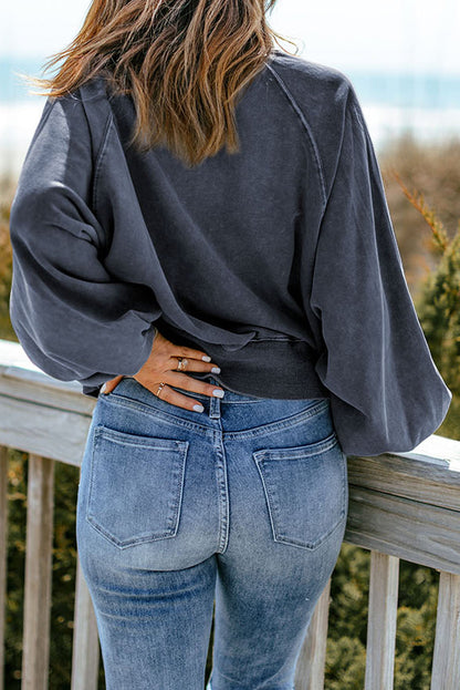 Sudadera con cuello a presión y manga farol