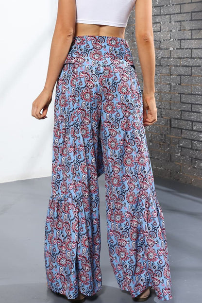 Culottes atados de tiro alto estampados