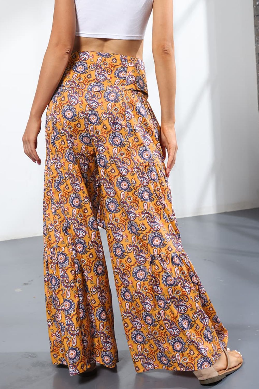 Culottes atados de tiro alto estampados