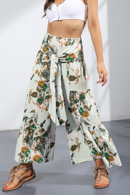 Printed Tie-Front Culottes