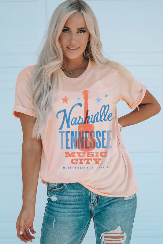 NASHVILLE TENNESSEE MUSIC CITY Camiseta de manga corta con vuelta