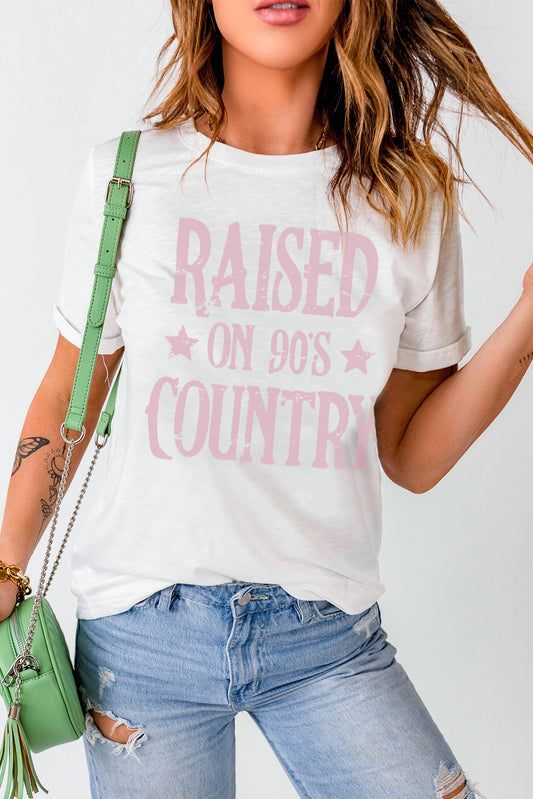 Camiseta estampada con cuello redondo RAISED ON 90'S COUNTRY