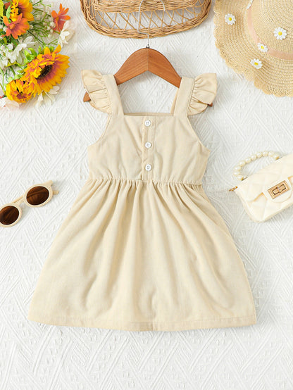 HERMOSA NIÑA Vestido de cuello cuadrado con gráfico bordado