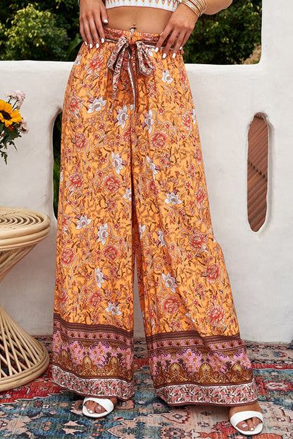 Bohemian Tie Waist Palazzo Pants