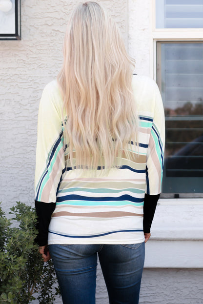 Striped Round Neck Long Sleeve Top