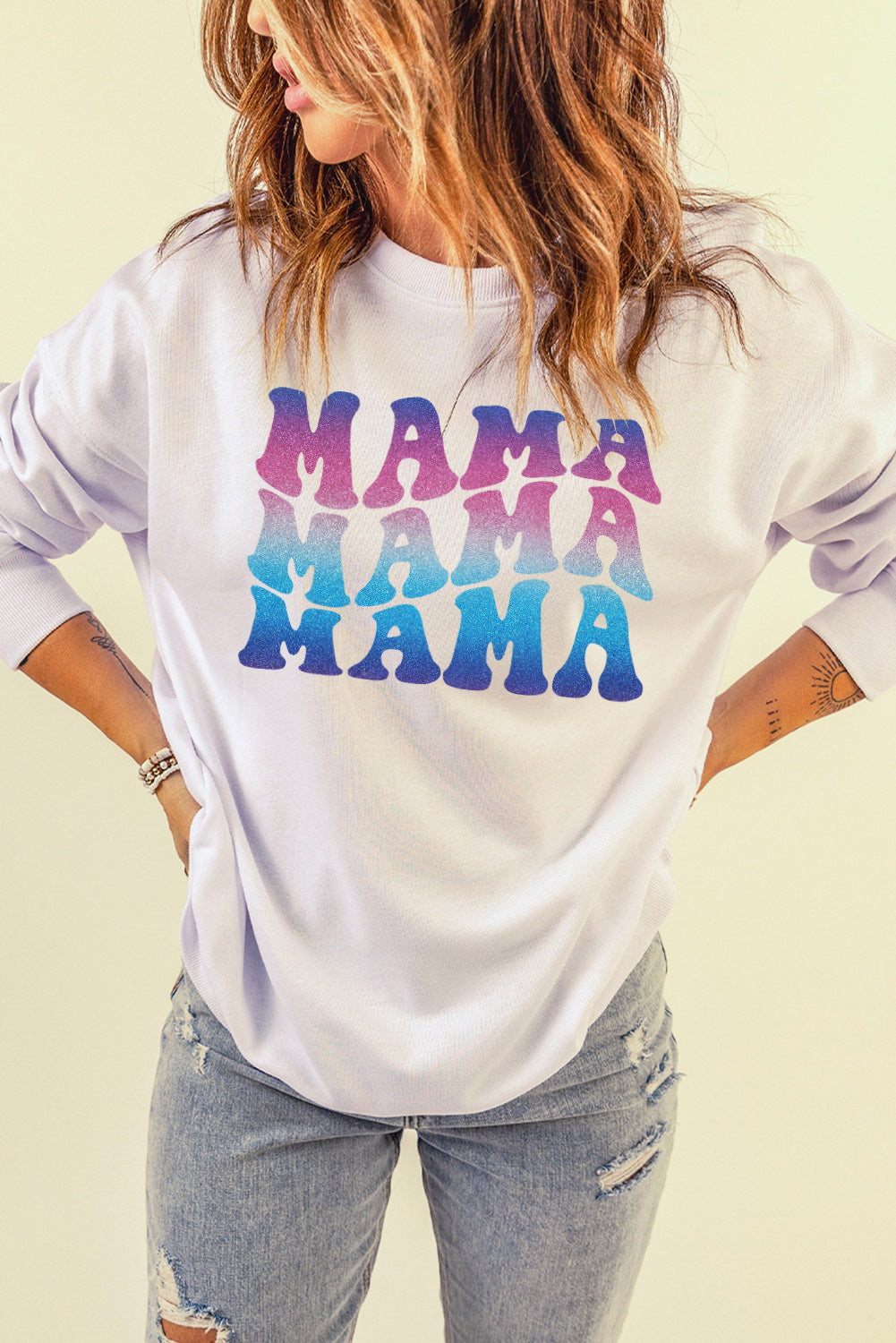 Sudadera con hombros caídos y gráfico degradado de MAMA