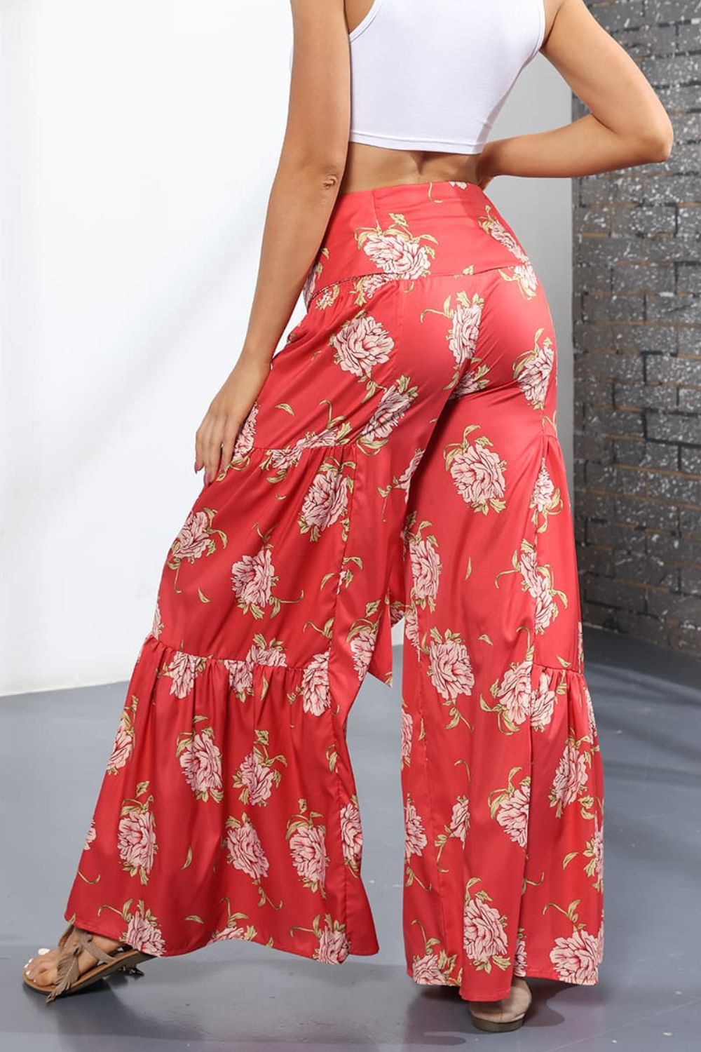 Culottes atados de tiro alto estampados