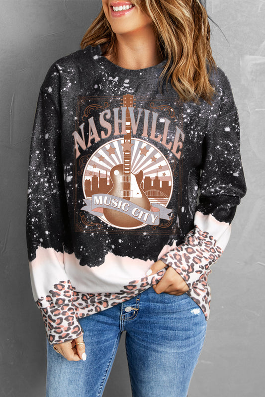 Sudadera estampada NASHVILLE MUSIC CITY con gráfico