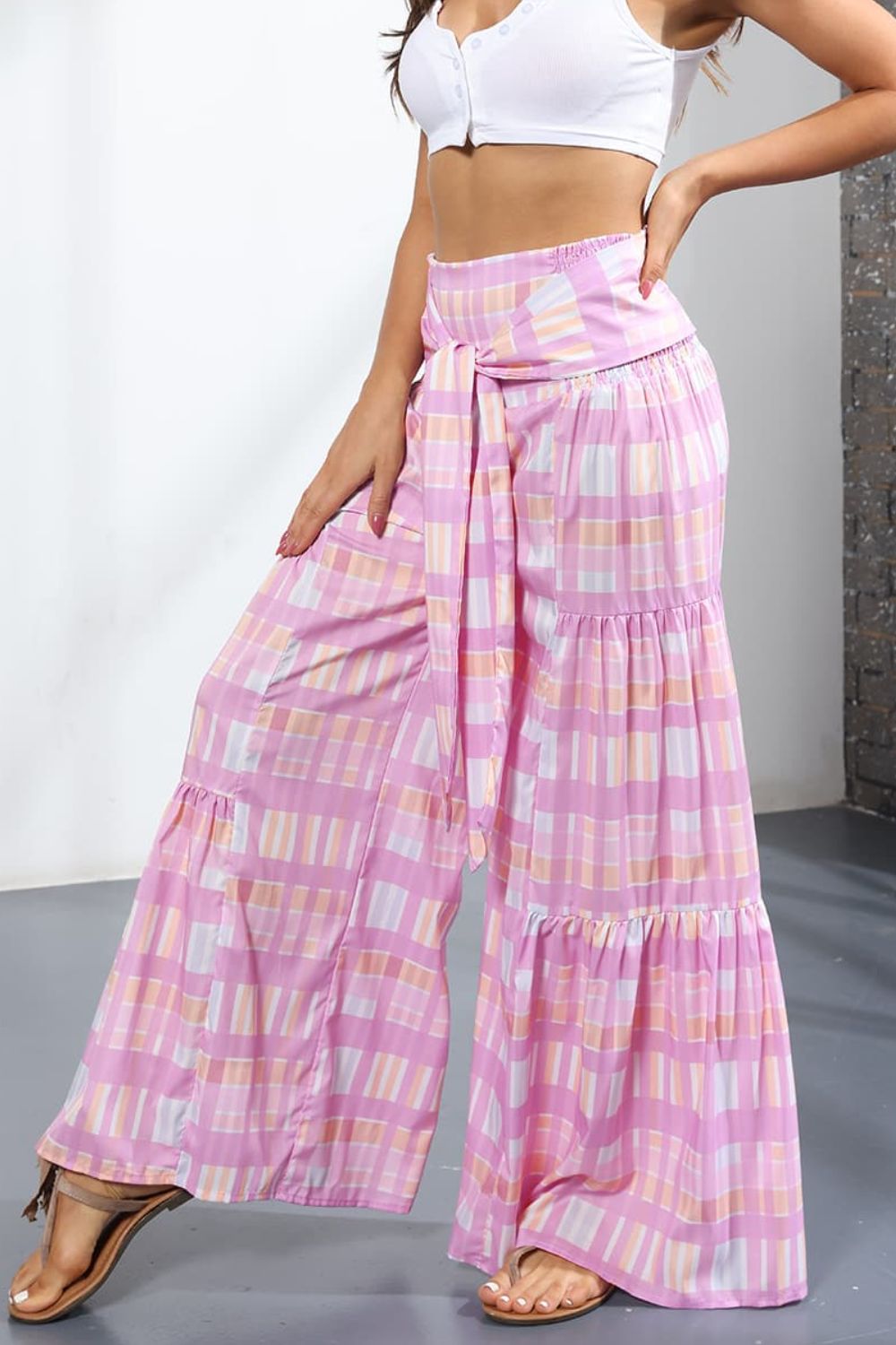 Culottes atados de tiro alto estampados