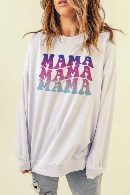 Sudadera con hombros caídos y gráfico degradado de MAMA