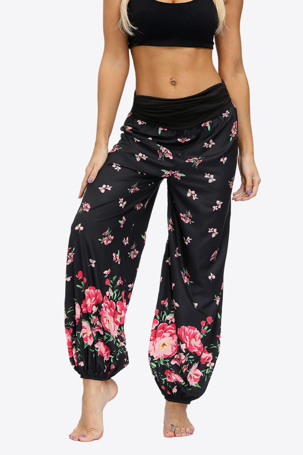 Pantalones largos de pierna ancha estampados de gran tamaño