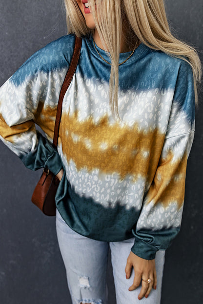 Leopard Tie-Dye Dropped Shoulder Sweatshirt