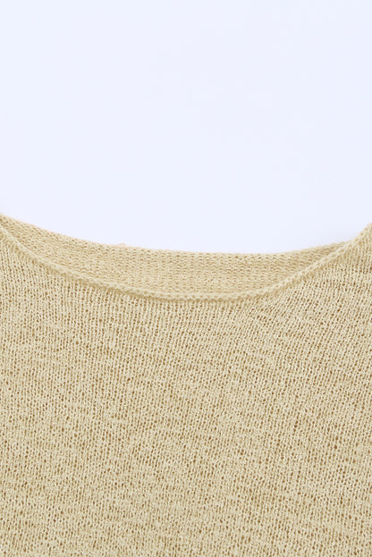 Round Neck Drop Shoulder Knitted Pullover