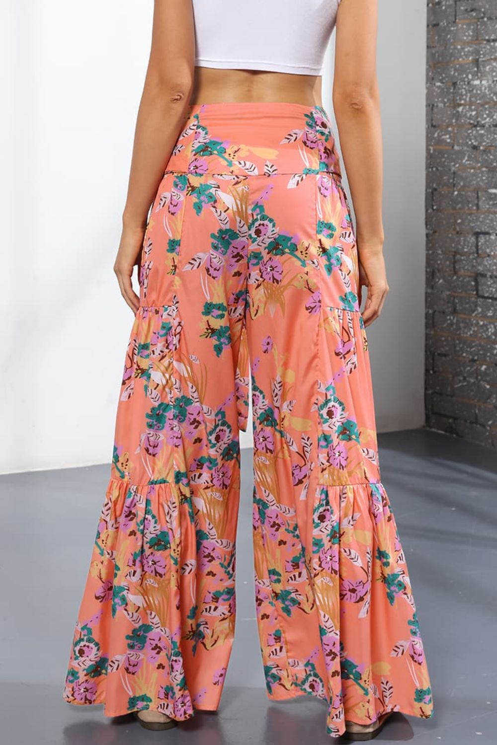 Culottes atados de tiro alto estampados