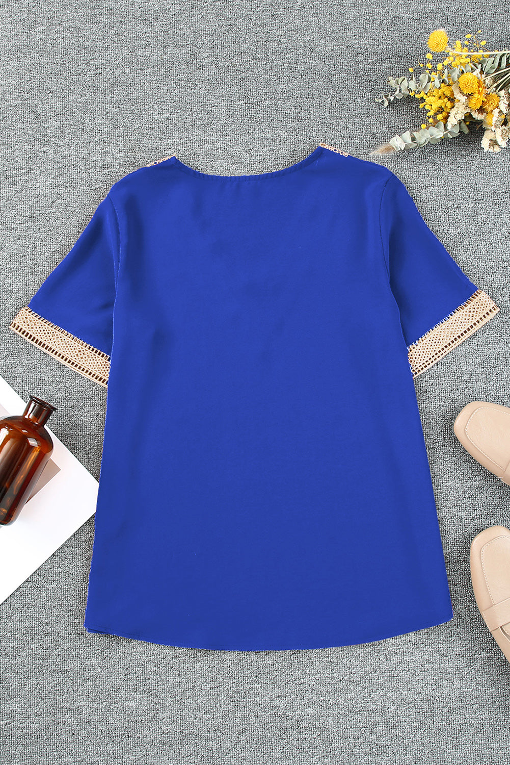 Contrast V-Neck Blouse