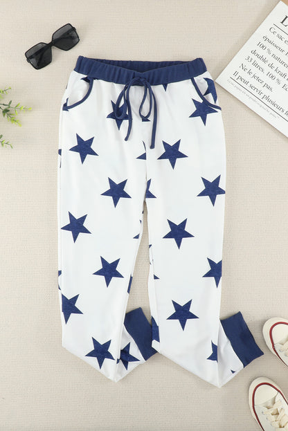 Joggers con detalle de cordón y estampado de estrellas