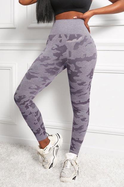 Leggings de yoga de cintura alta sin costuras con estampado de camuflaje