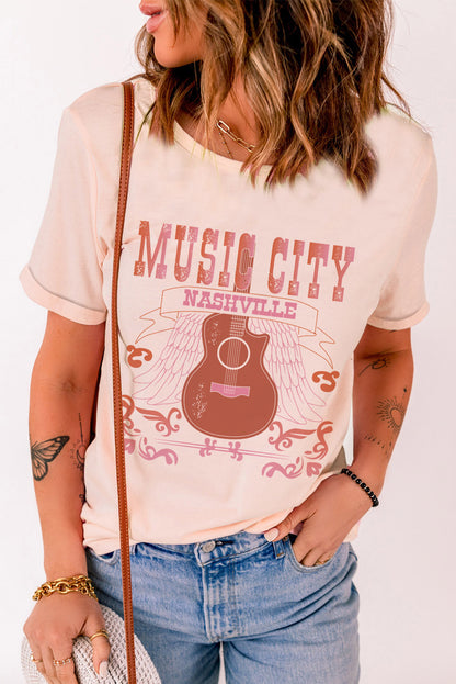 Camiseta de manga corta con puños de MUSIC CITY