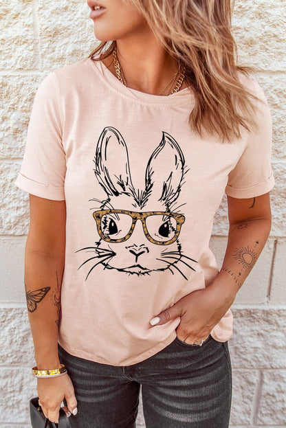 Camiseta de manga corta con gráfico de conejito de Pascua