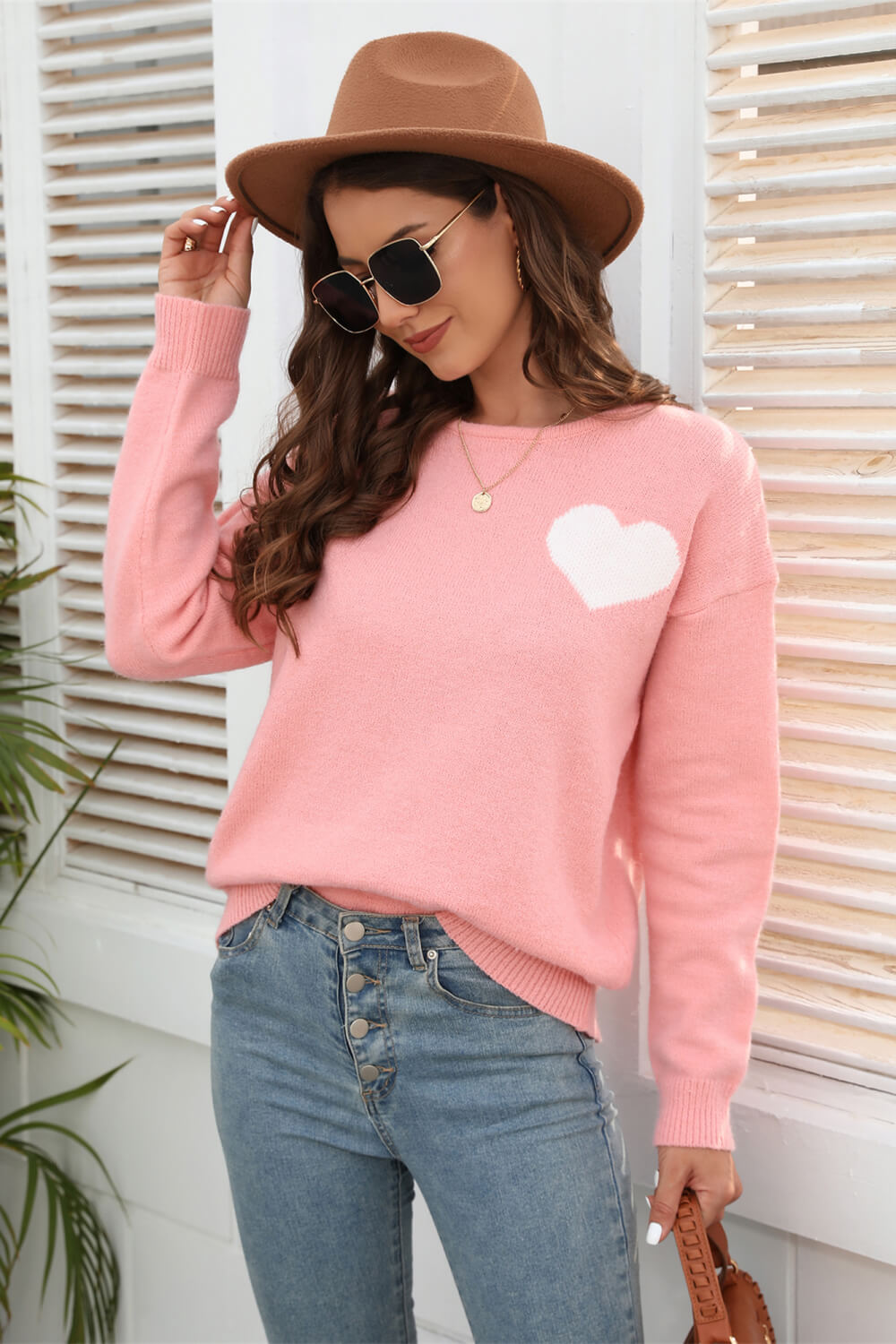 Heart Graphic Dropped Shoulder Sweater