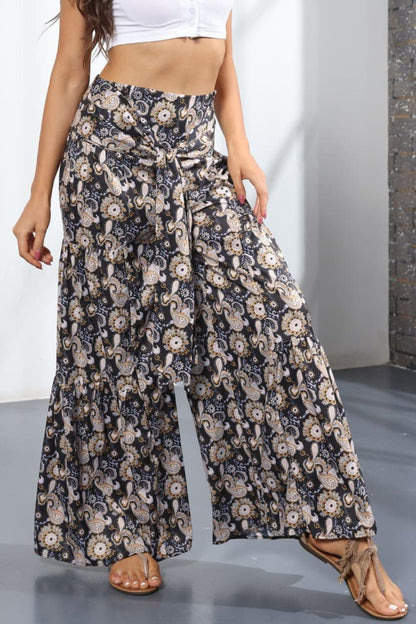 Culottes atados de tiro alto estampados