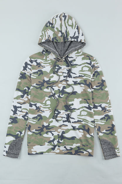 Sudadera con capucha y cordón de lentejuelas de camuflaje