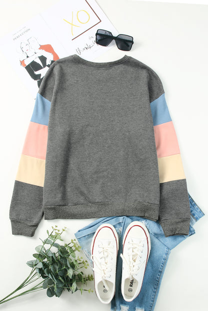 Sudadera con ribete acanalado color block