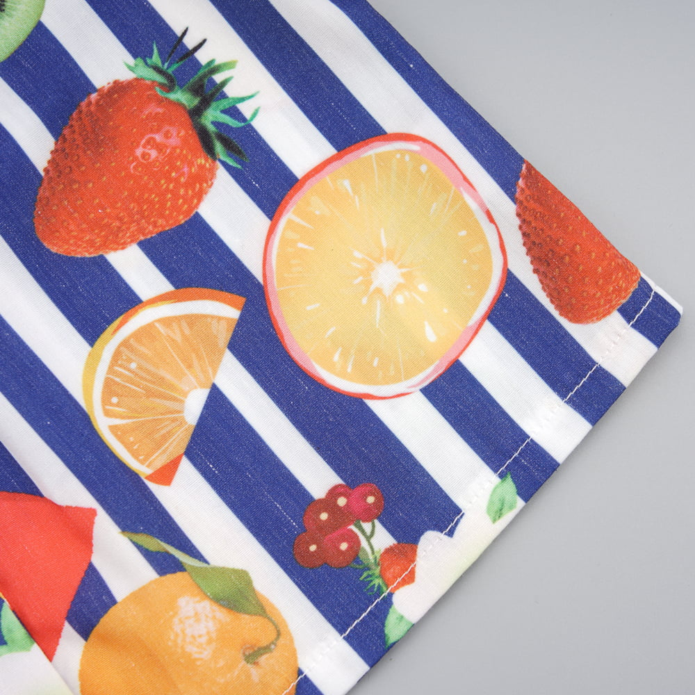 Fruit Striped Collared Sleeveless Shirt