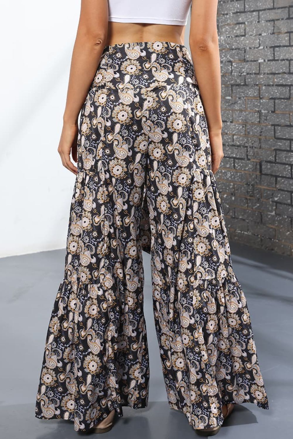 Culottes atados de tiro alto estampados