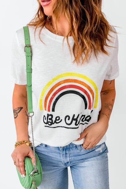 Rainbow Graphic Round Neck Short Sleeve Tee