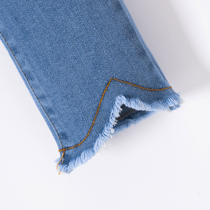 Jeans de cintura elástica con detalle de dobladillo para niños