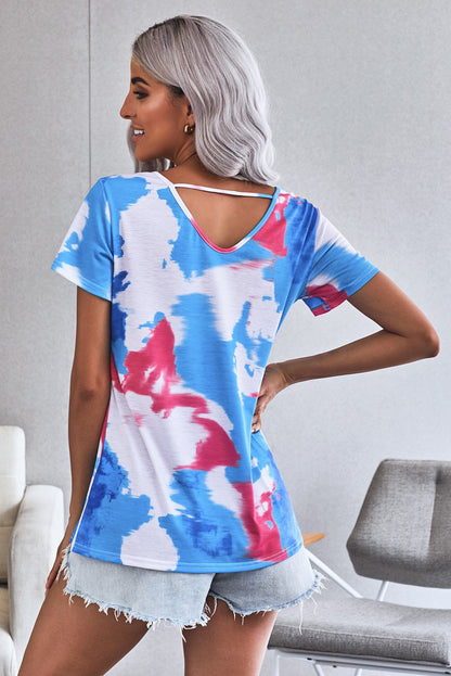 Tie-Dye Strappy Neck Tee