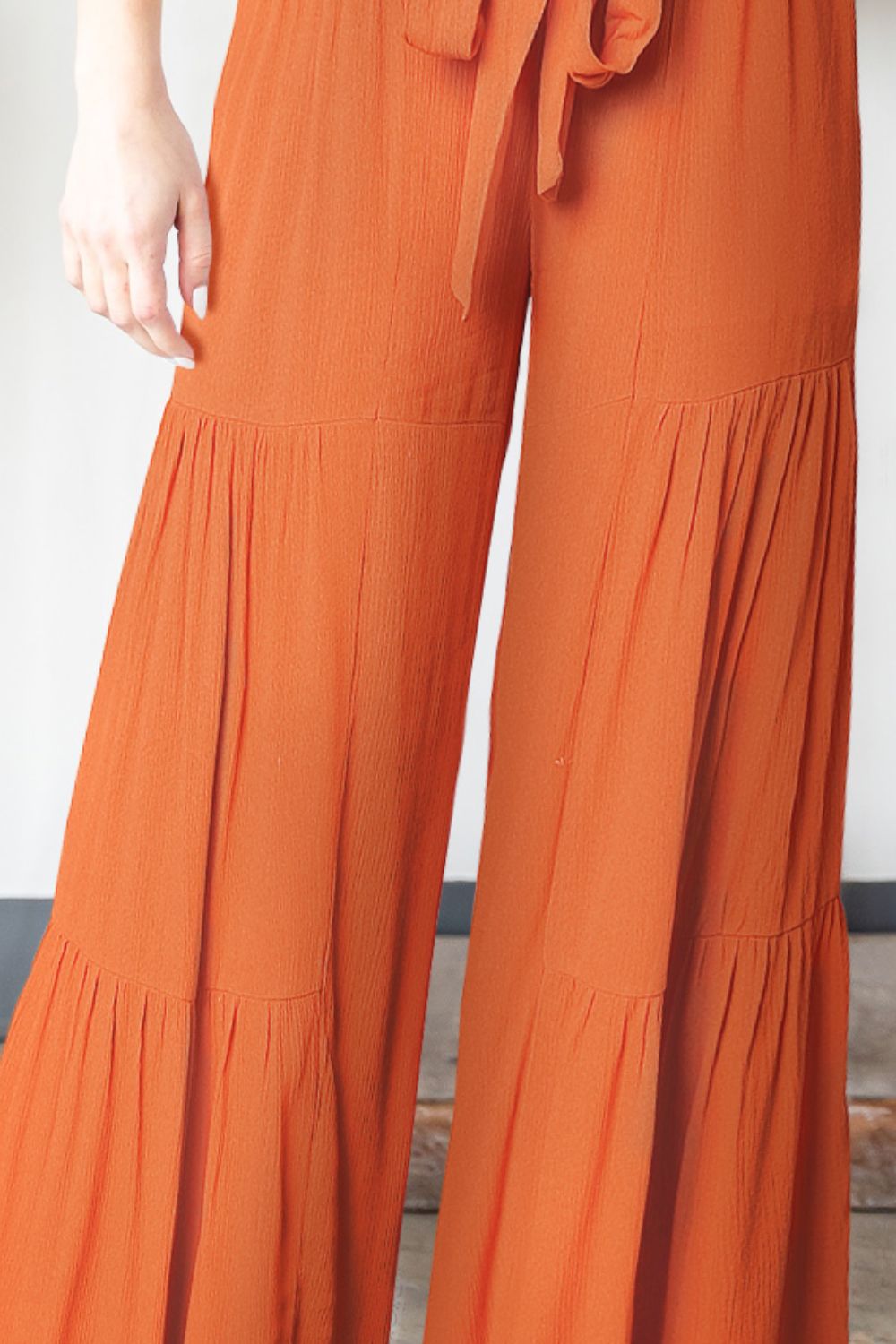 Culottes escalonados con cintura fruncida atada