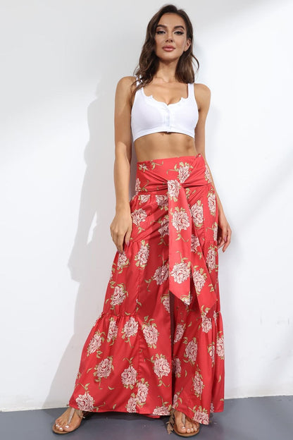 Culottes atados de tiro alto estampados