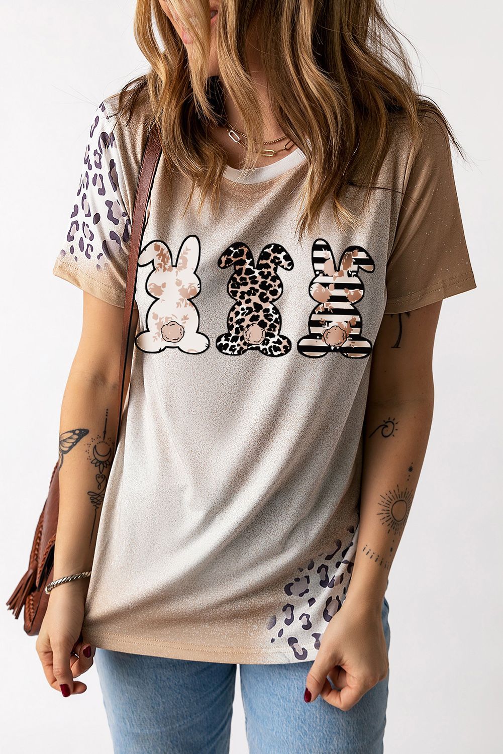 Camiseta gráfica Conejo leopardo de pascua