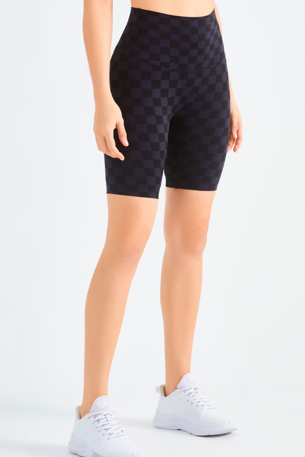 Checkered Wide Waistband Biker Shorts