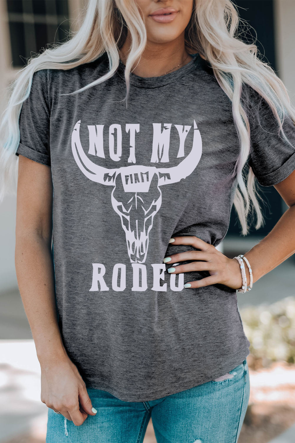 NOT MY RODEO Camiseta estampada con cuello redondo