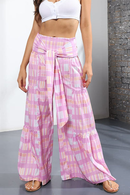 Culottes atados de tiro alto estampados