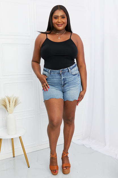 Judy Blue Full Size Raw Hem Denim Shorts