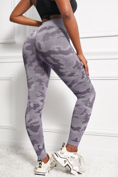 Leggings de yoga de cintura alta sin costuras con estampado de camuflaje