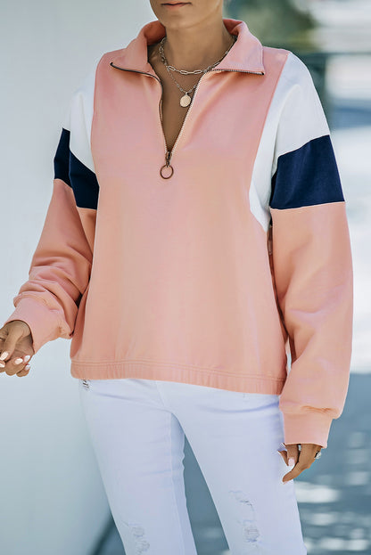 Color Block Quarter Zip Sweatshirt