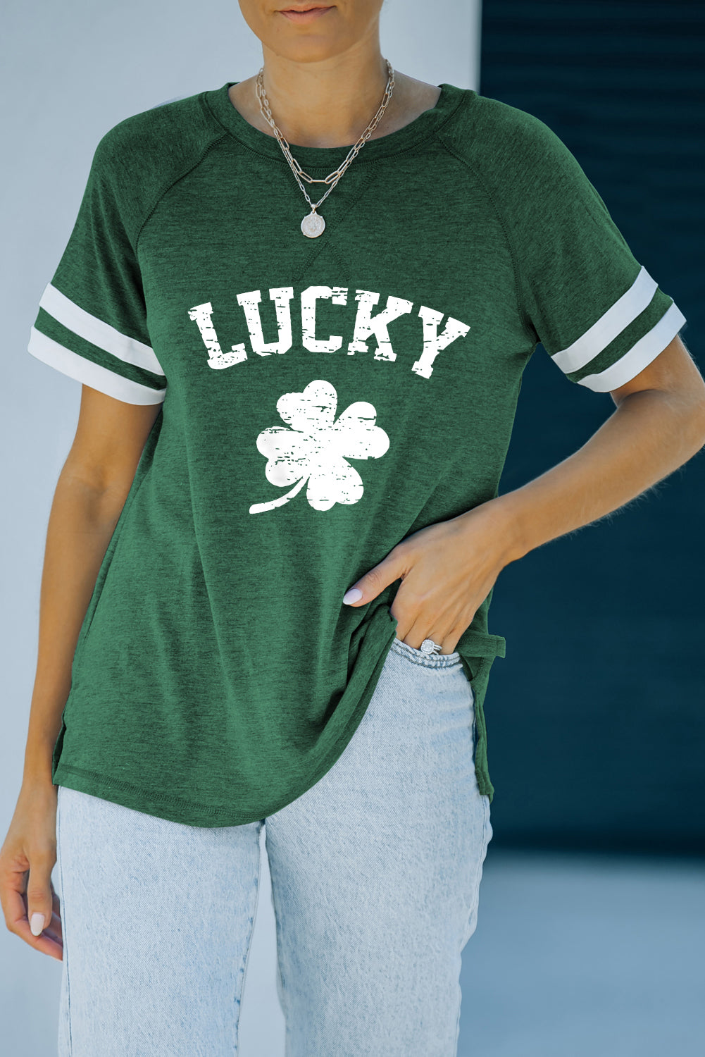 Camiseta con estampado de trébol LUCKY