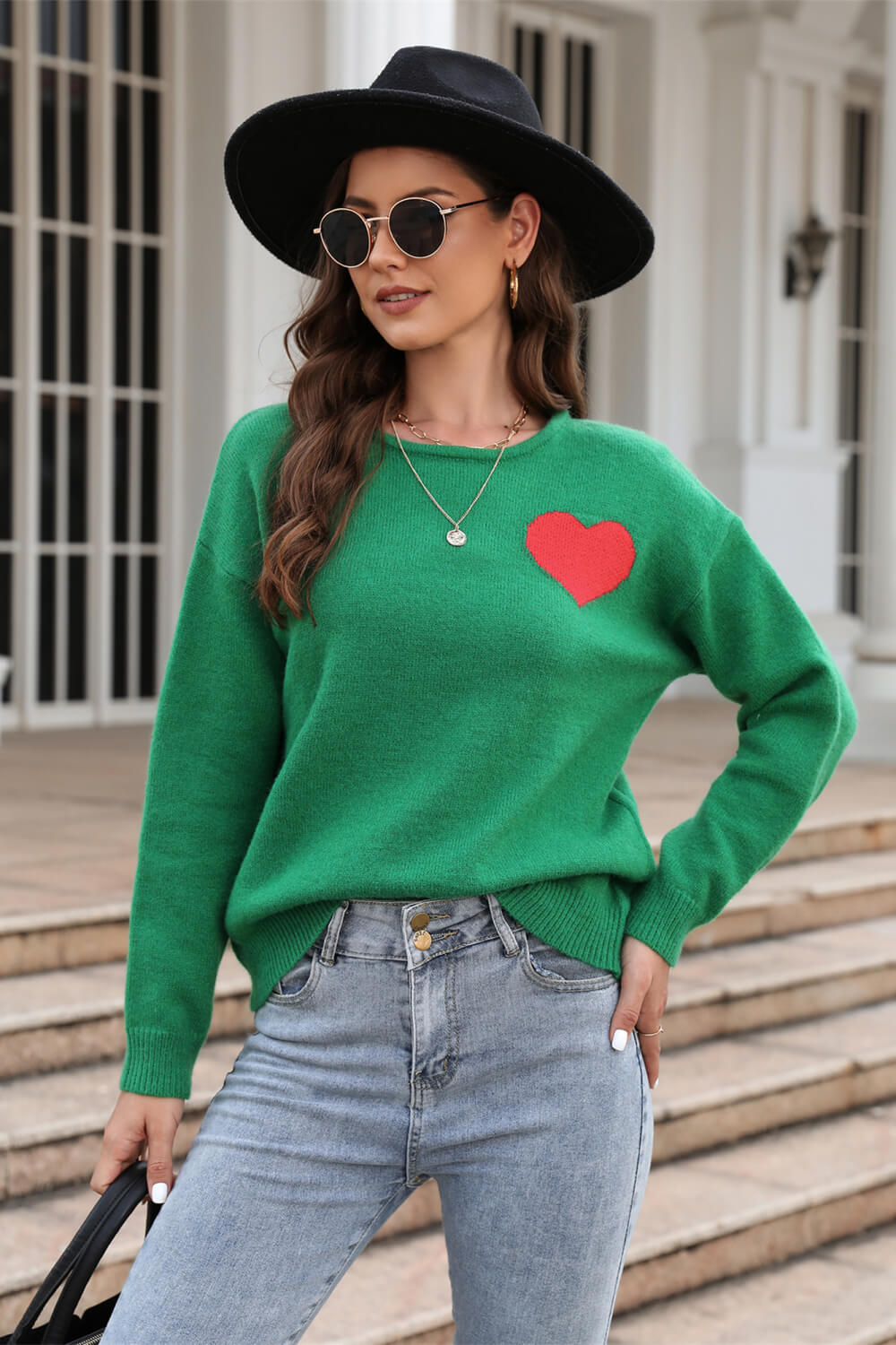 Heart Graphic Dropped Shoulder Sweater